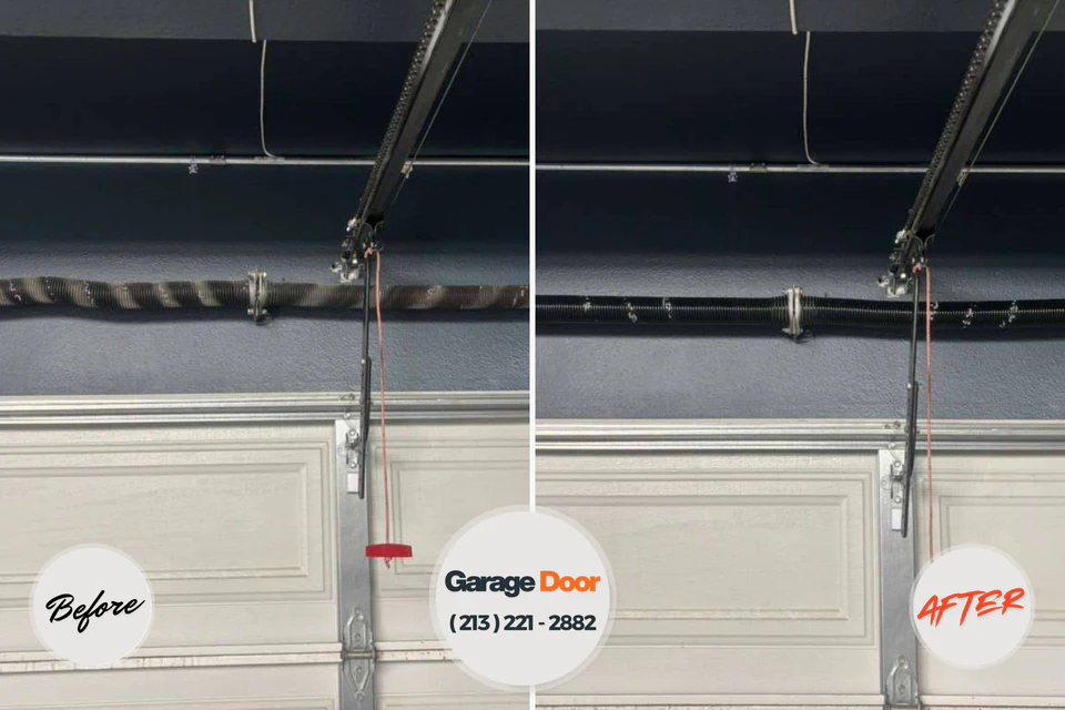 Before and after: garage door repair Rolling Hills Carroll
